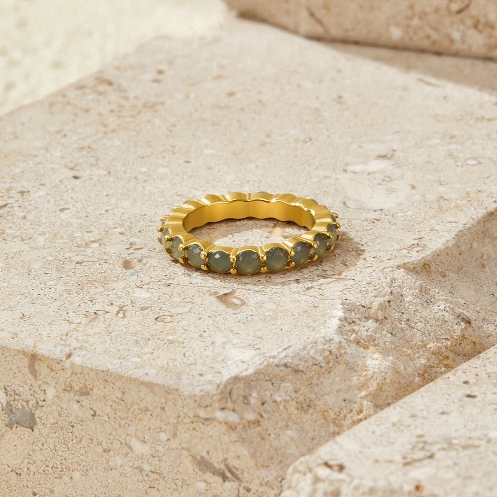 Gold-Tone Eternity Moonstone-Effect Ring