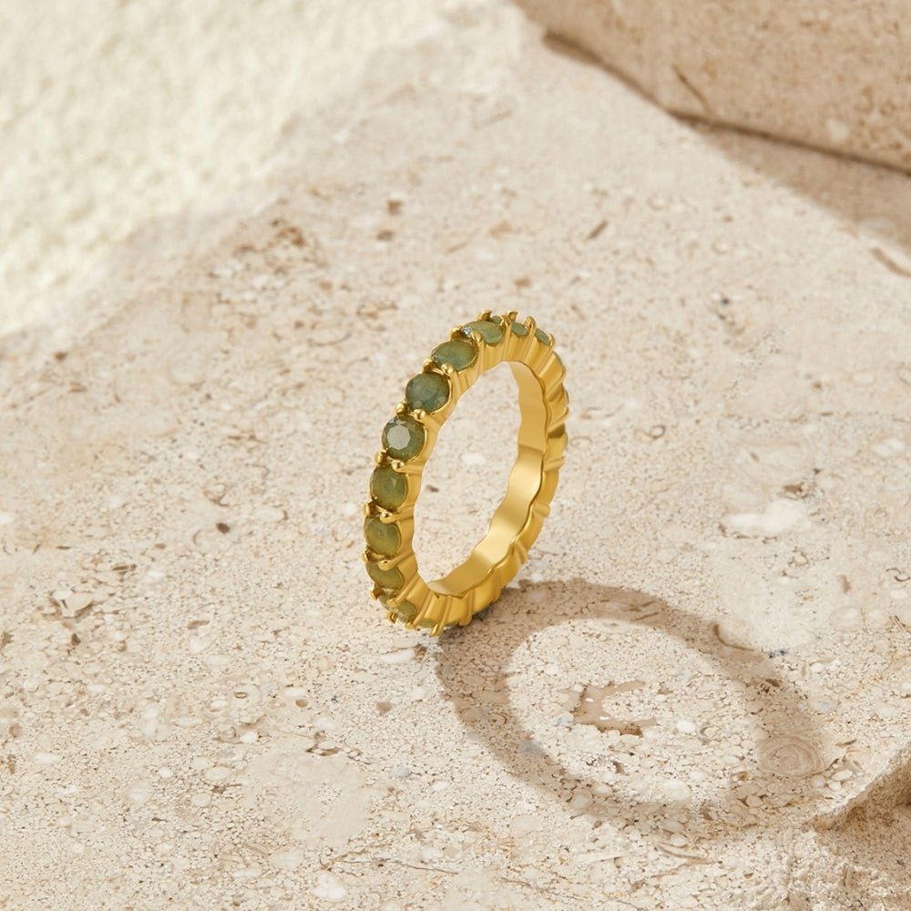 Gold-Tone Eternity Moonstone-Effect Ring