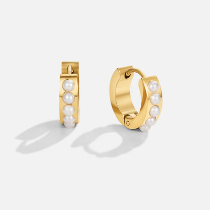 Eula Gold-Tone Pearl Hoop Earrings