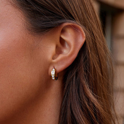 Eula Gold-Tone Pearl Hoop Earrings