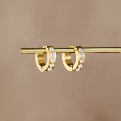 Eula Gold-Tone Pearl Hoop Earrings