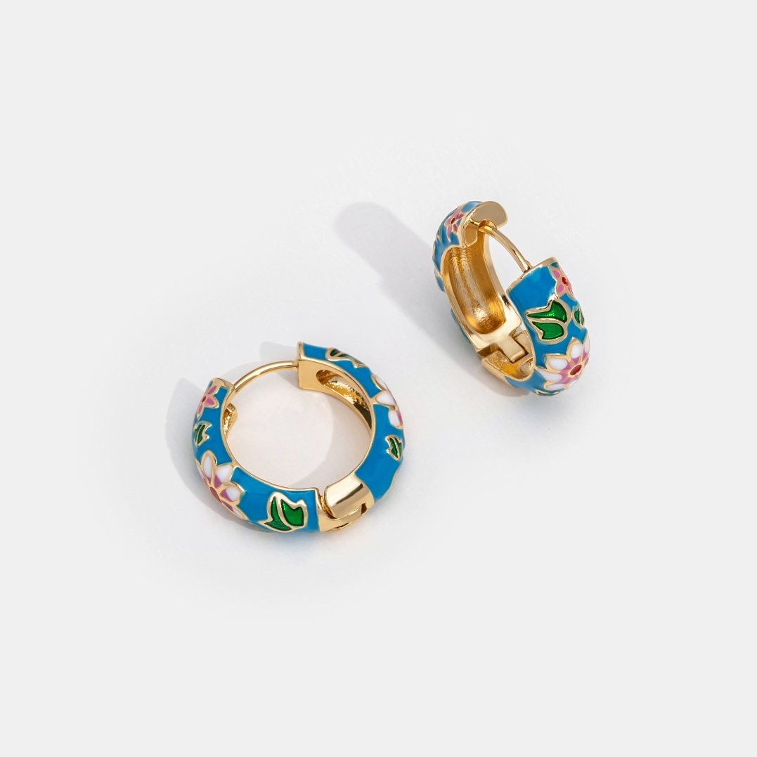 Gold-Tone Blossom Hoop Earrings