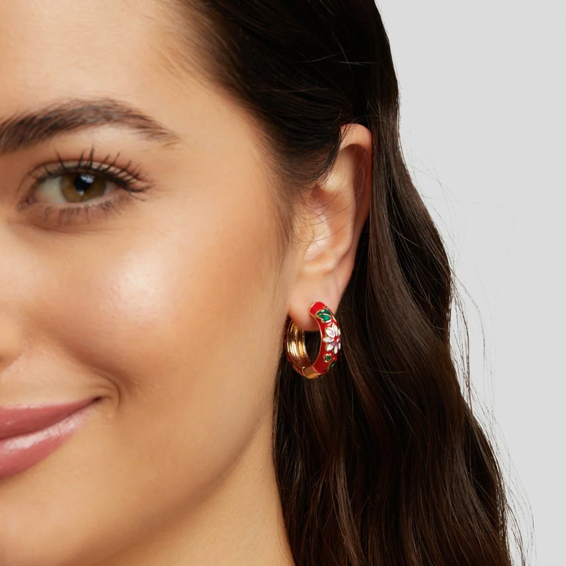 Gold-Tone Flower Hoop Earrings