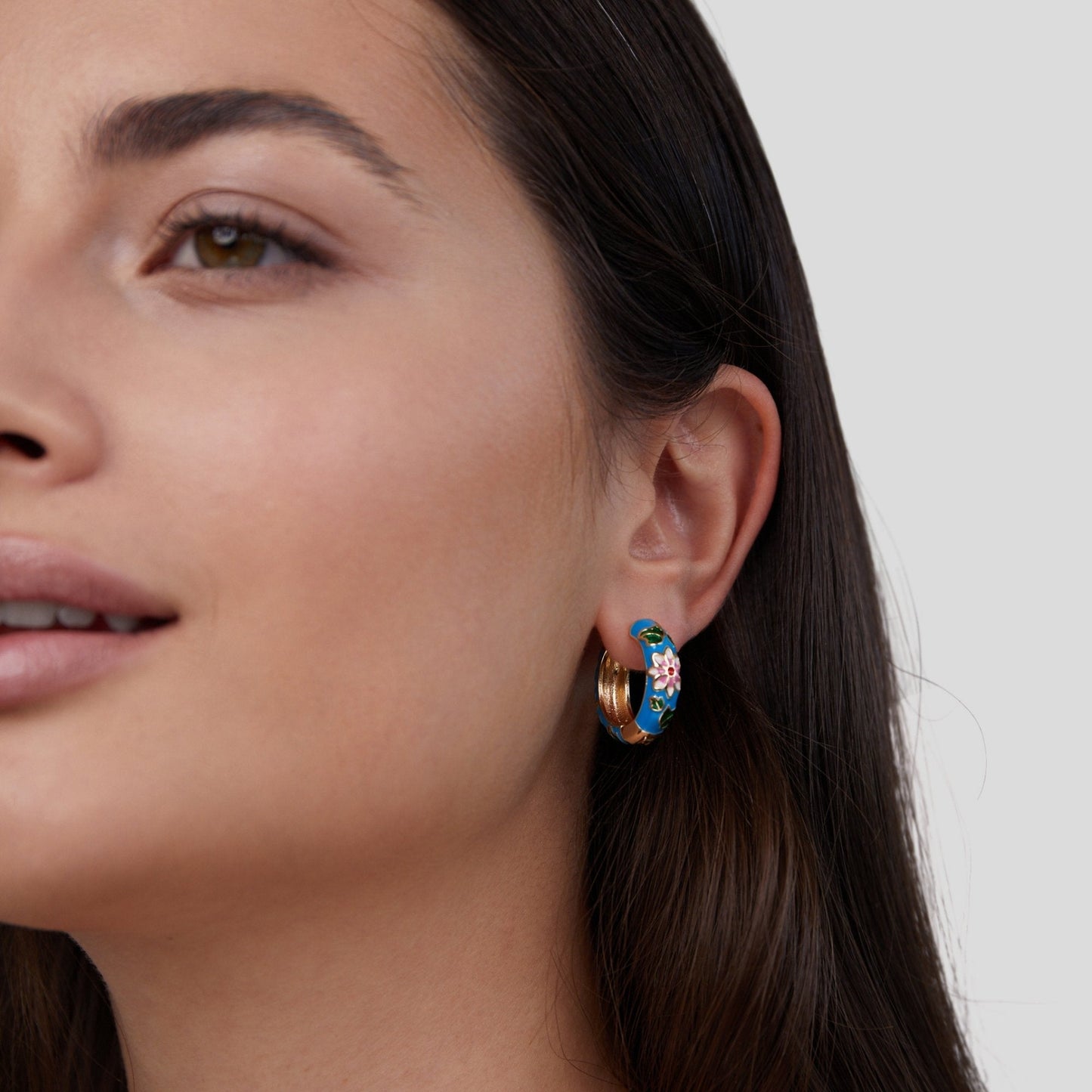 Gold-Tone Blossom Hoop Earrings