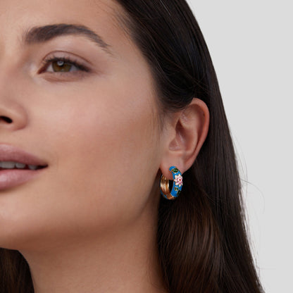 Gold-Tone Blossom Hoop Earrings