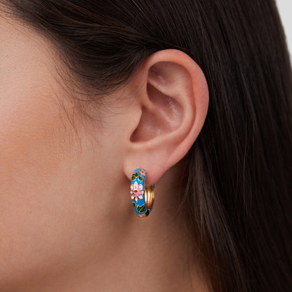 Gold-Tone Blossom Hoop Earrings