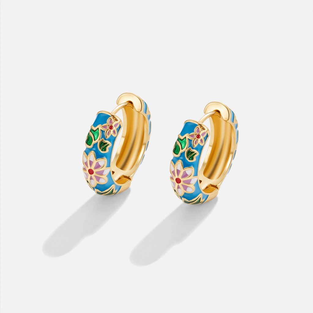 Gold-Tone Blossom Hoop Earrings