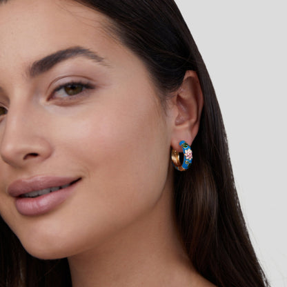 Gold-Tone Blossom Hoop Earrings