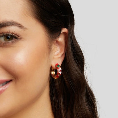 Gold-Tone Flower Hoop Earrings