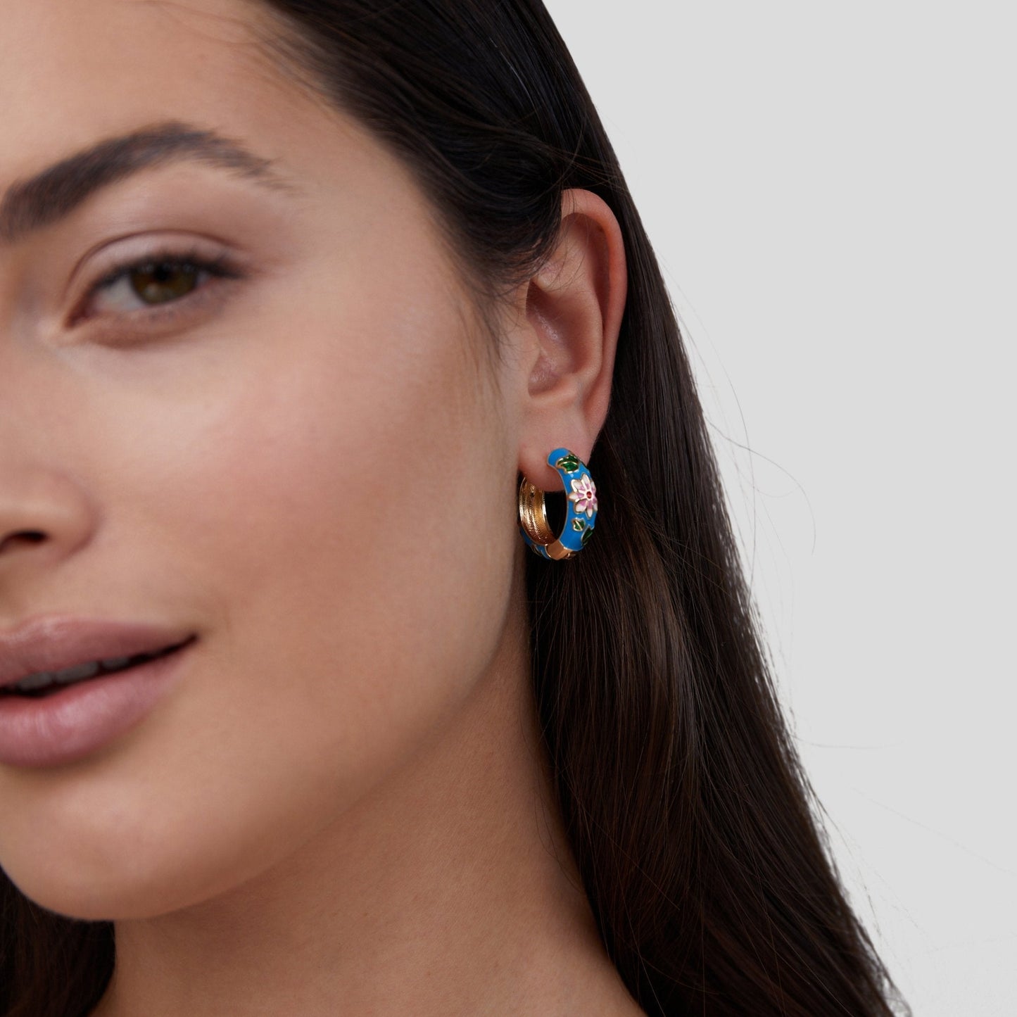 Gold-Tone Blossom Hoop Earrings
