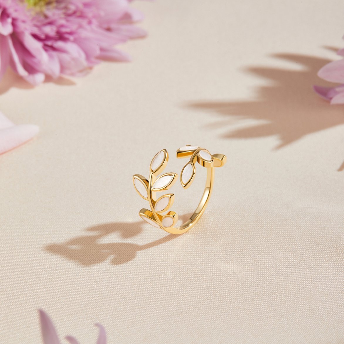 Gold-Tone Leaf Ring