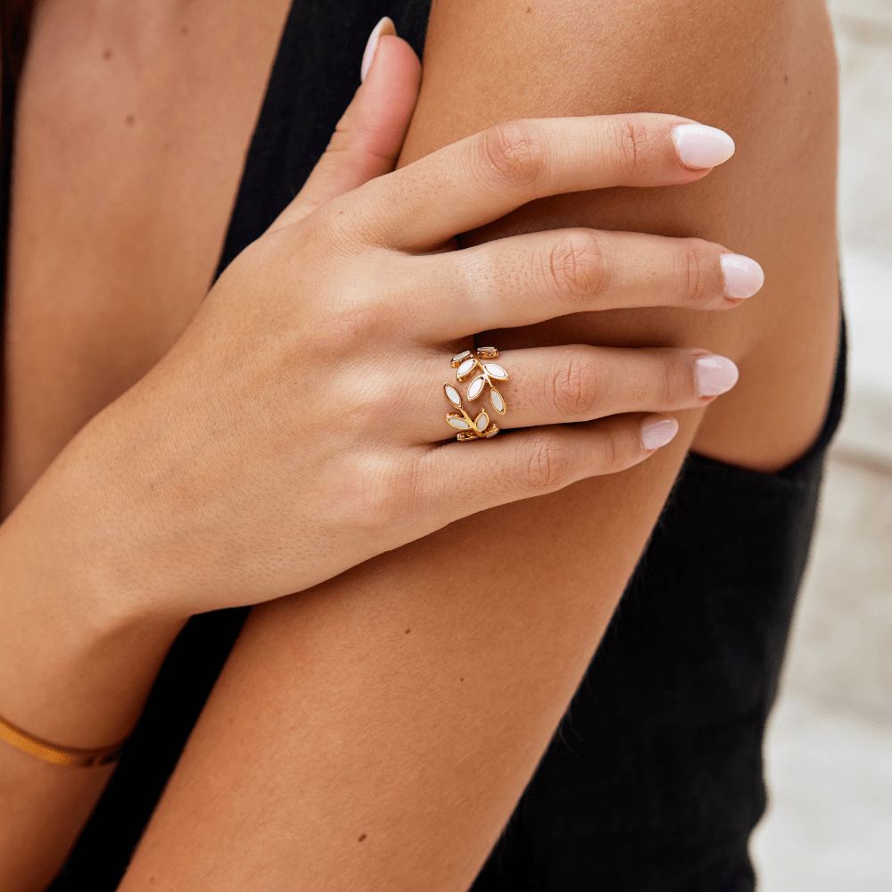 Gold-Tone Leaf Ring
