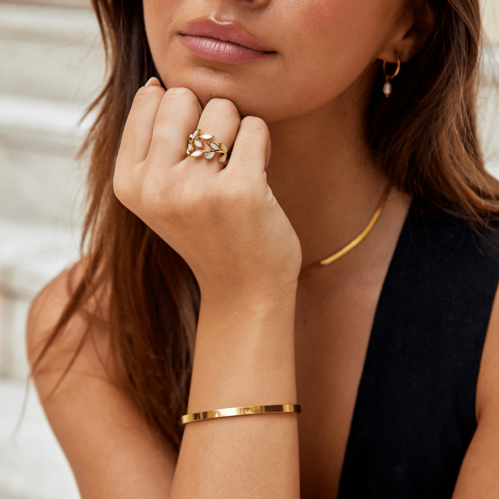 Gold-Tone Leaf Ring