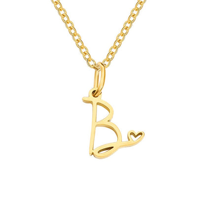 Gold-Tone Heart Letter Necklace