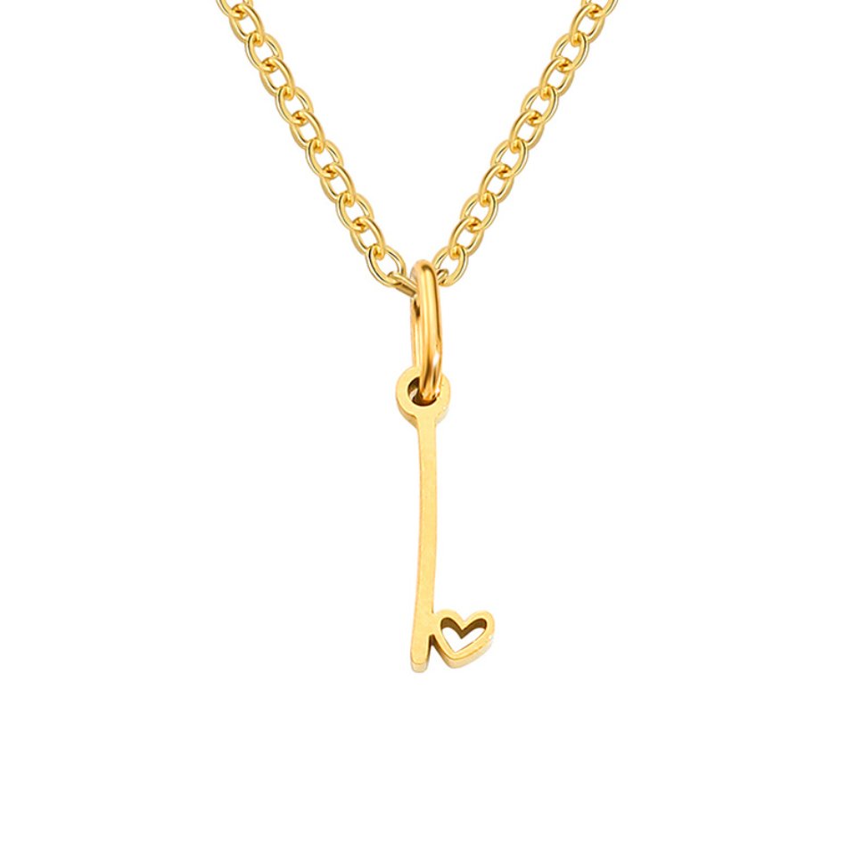 Gold-Tone Heart Letter Necklace