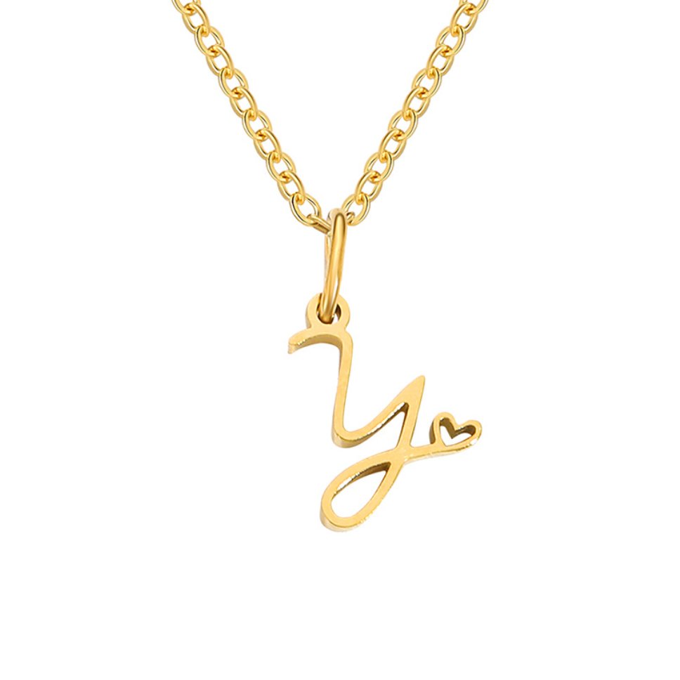 Gold-Tone Heart Letter Necklace