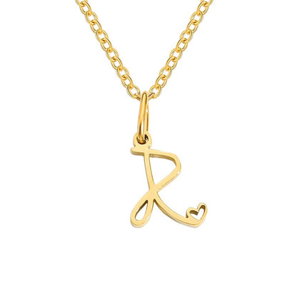 Gold-Tone Heart Letter Necklace