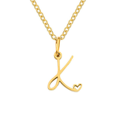 Gold-Tone Heart Letter Necklace