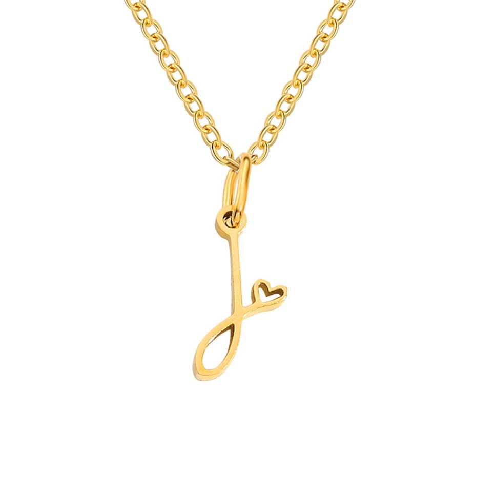 Gold-Tone Heart Letter Necklace
