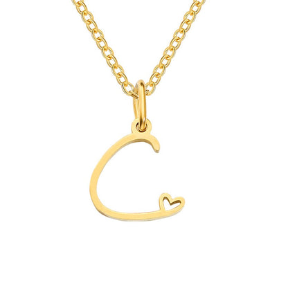Gold-Tone Heart Letter Necklace