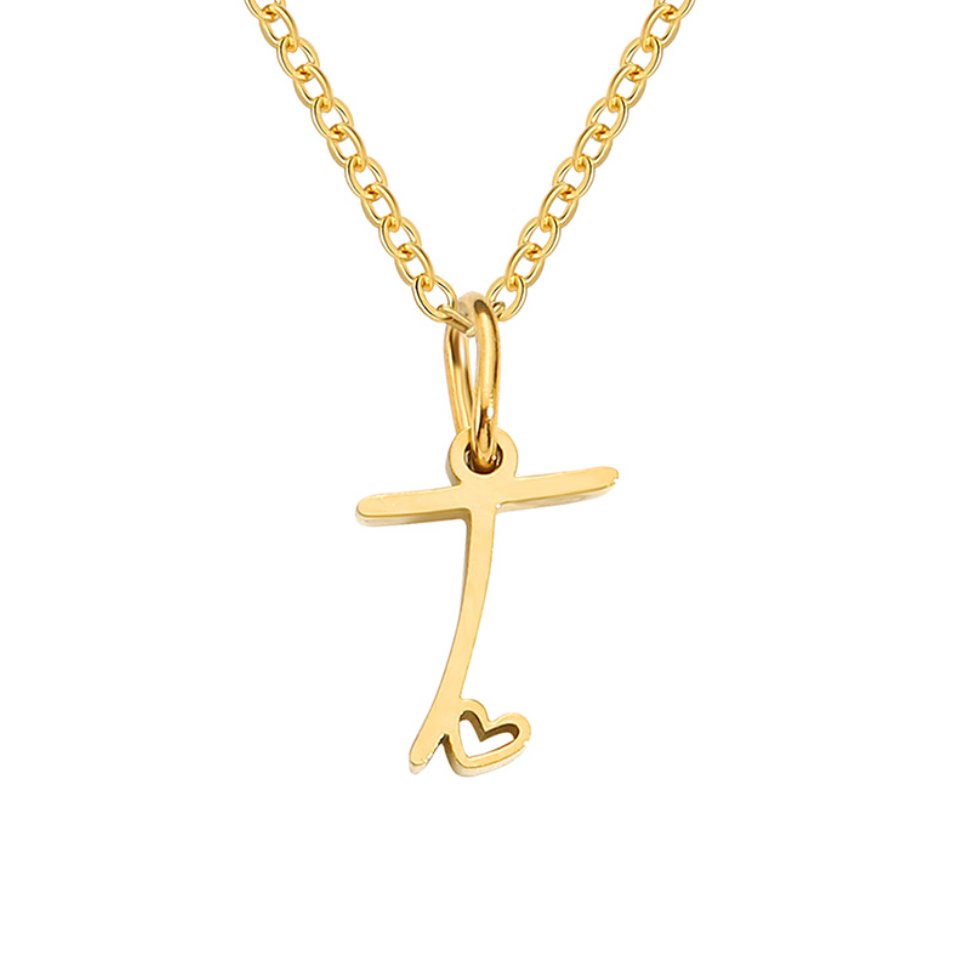 Gold-Tone Heart Letter Necklace