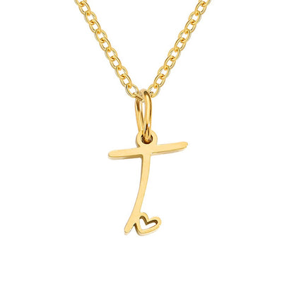 Gold-Tone Heart Letter Necklace