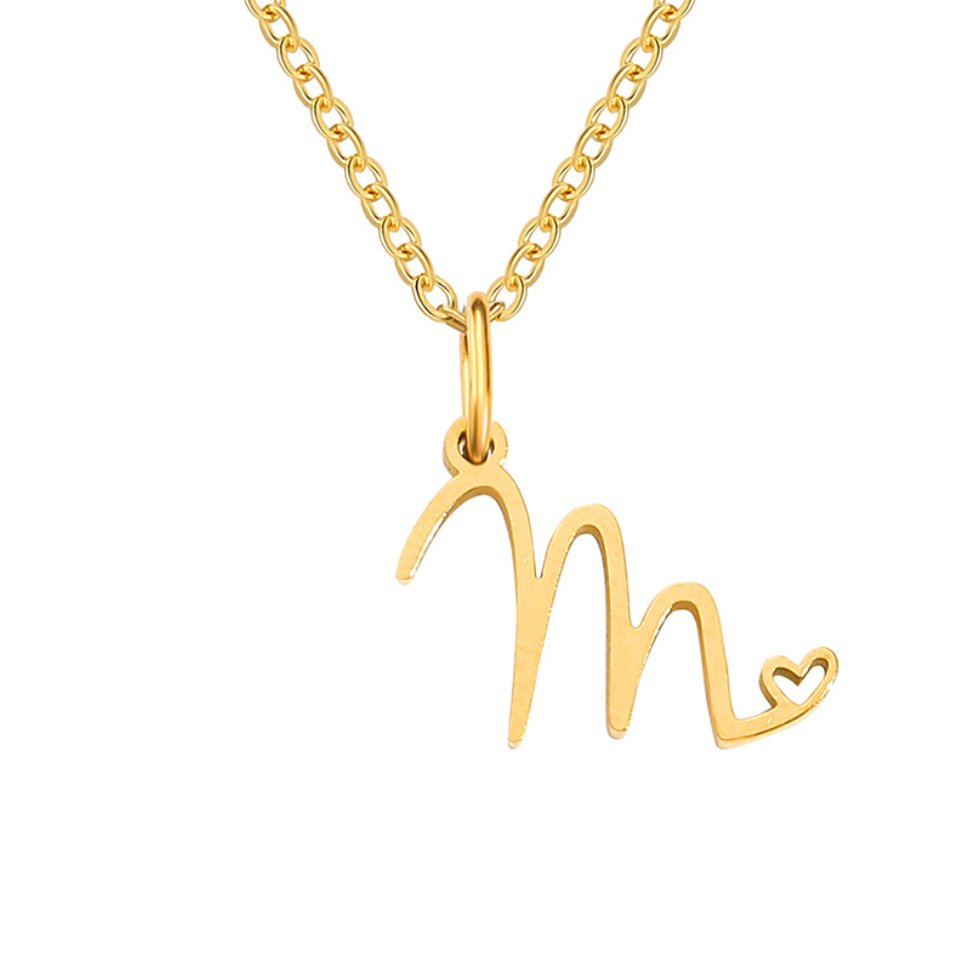 Gold-Tone Heart Letter Necklace