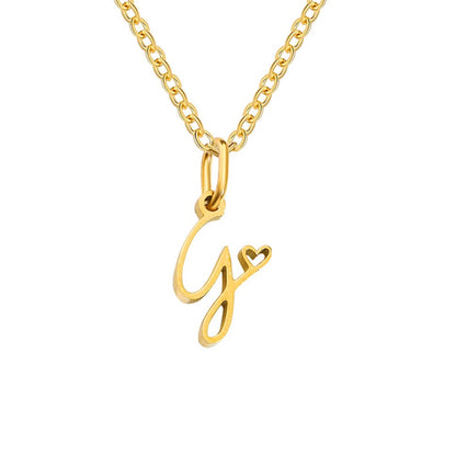 Gold-Tone Heart Letter Necklace
