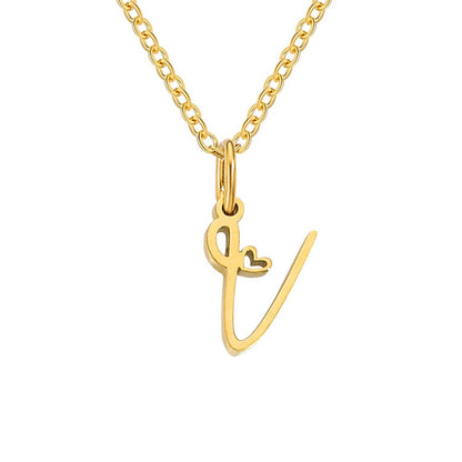 Gold-Tone Heart Letter Necklace