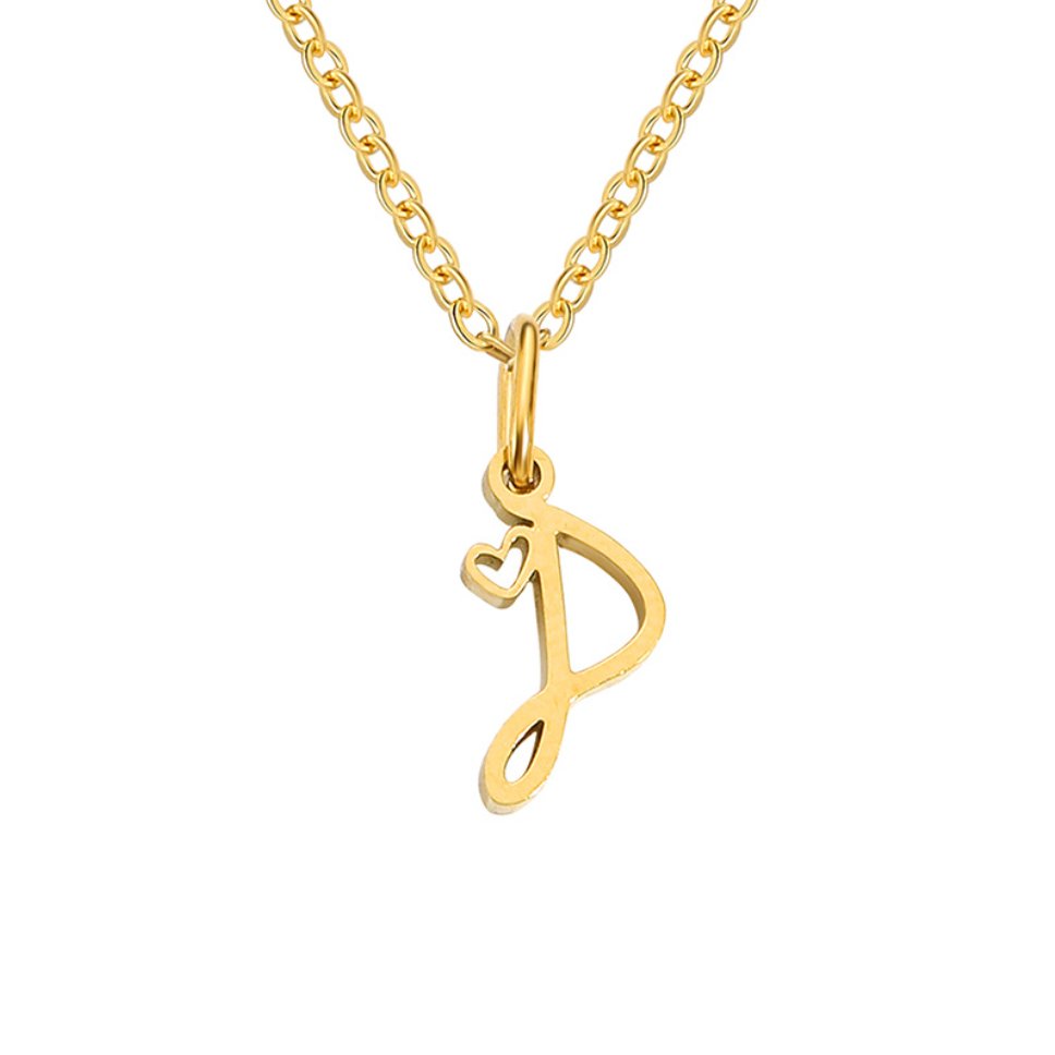 Gold-Tone Heart Letter Necklace