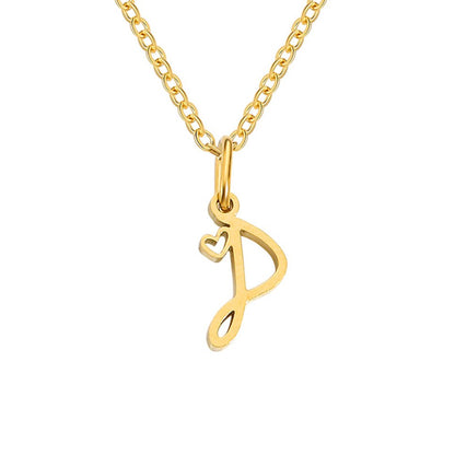 Gold-Tone Heart Letter Necklace