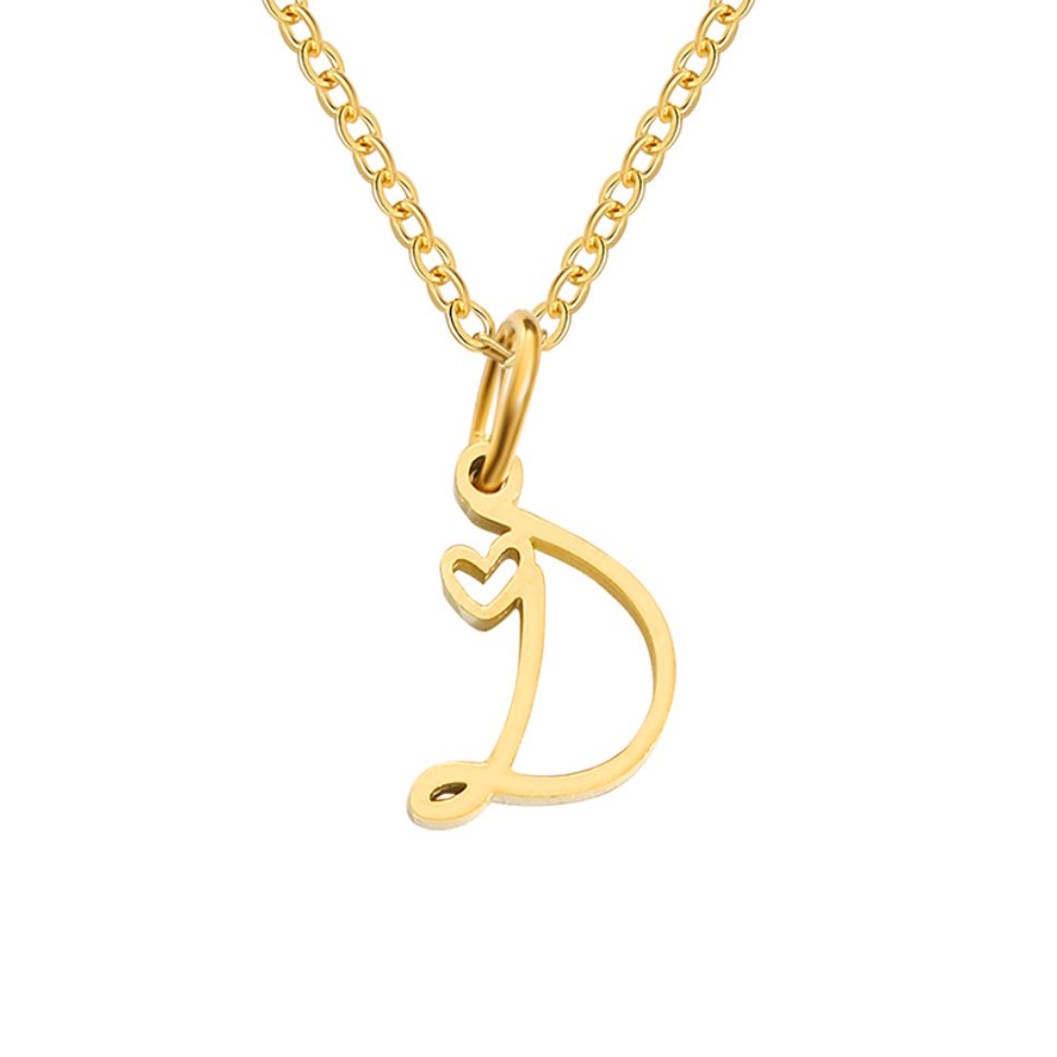 Gold-Tone Heart Letter Necklace