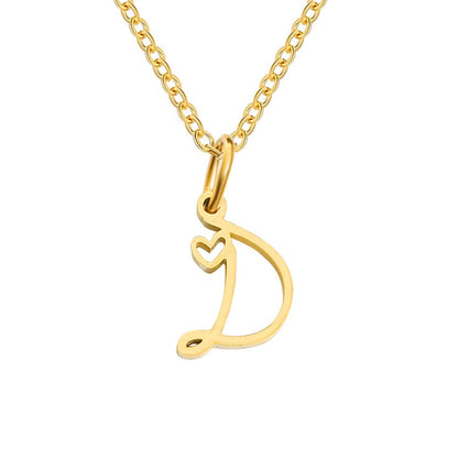 Gold-Tone Heart Letter Necklace
