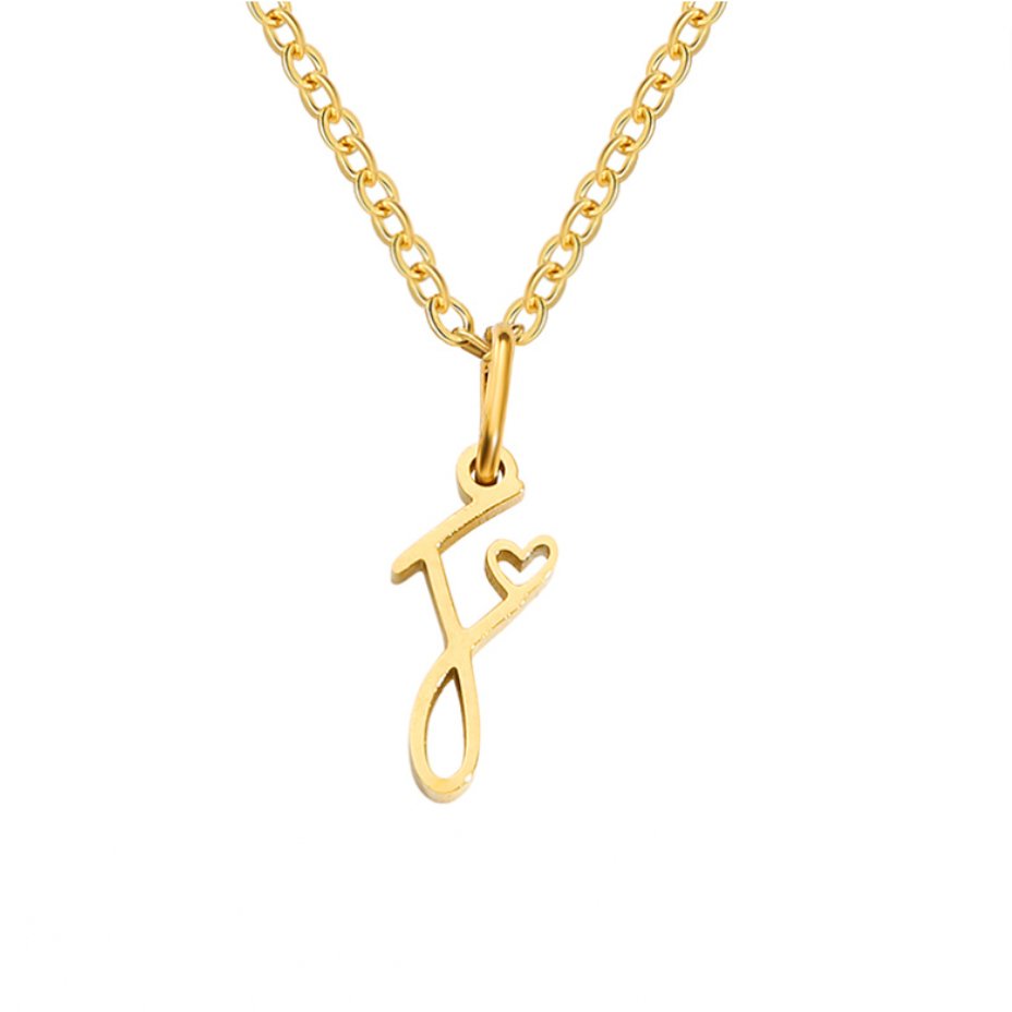 Gold-Tone Heart Letter Necklace