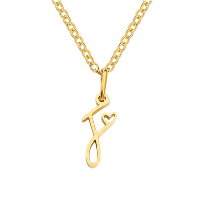 Gold-Tone Heart Letter Necklace