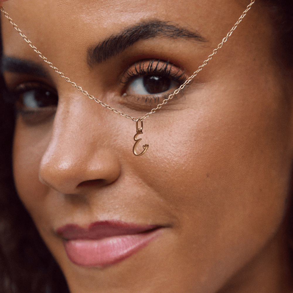 Gold-Tone Heart Letter Necklace