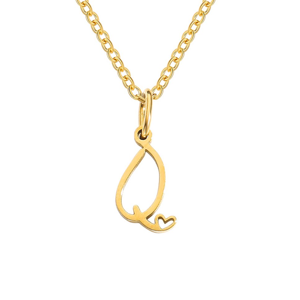 Gold-Tone Heart Letter Necklace