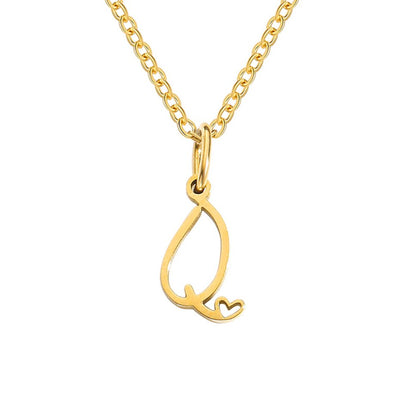 Gold-Tone Heart Letter Necklace