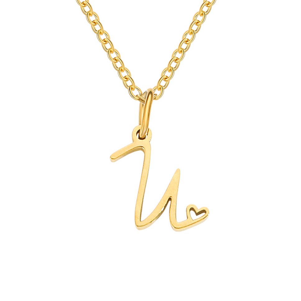 Gold-Tone Heart Letter Necklace