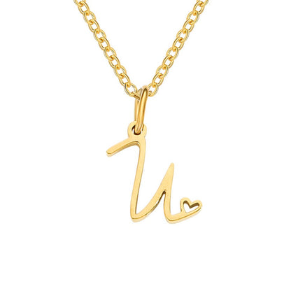 Gold-Tone Heart Letter Necklace