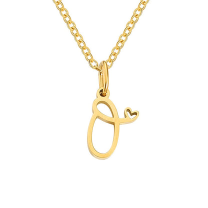 Gold-Tone Heart Letter Necklace