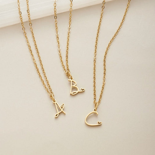Gold-Tone Heart Letter Necklace