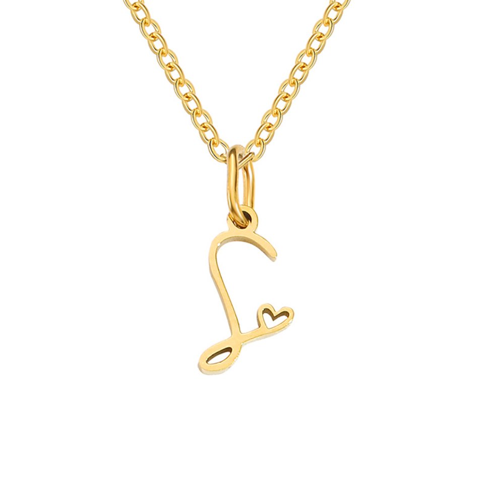 Gold-Tone Heart Letter Necklace