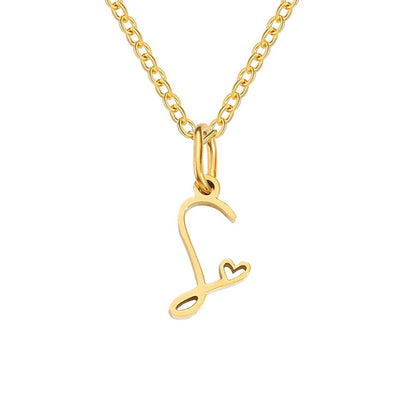 Gold-Tone Heart Letter Necklace