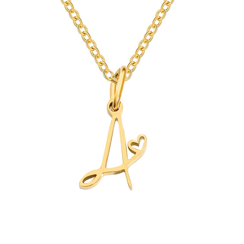 Gold-Tone Heart Letter Necklace
