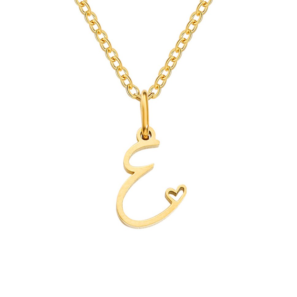 Gold-Tone Heart Letter Necklace