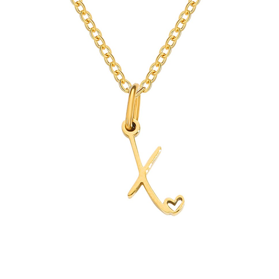 Gold-Tone Heart Letter Necklace