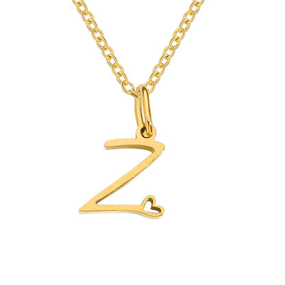 Gold-Tone Heart Letter Necklace