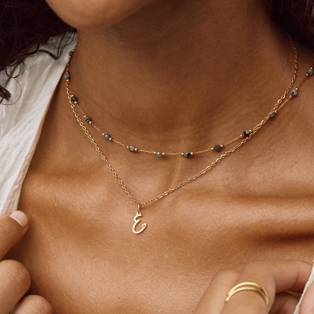 Gold-Tone Heart Letter Necklace