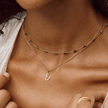 Gold-Tone Heart Letter Necklace
